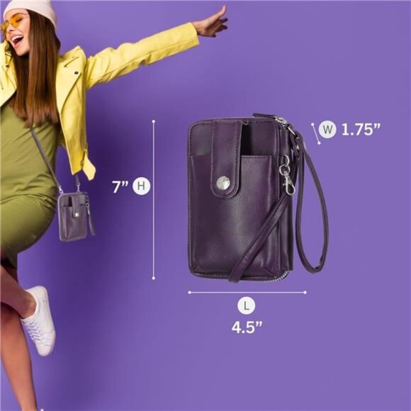 RFID Crossbody Wallet for Women, Vegan Leather Small Travel - Picture 5 of 7